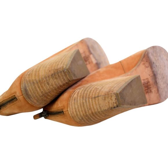 Eileen Fisher TAN BROWN REAL LEATHER SUEDE ZIP BACKSIDE MED HEEL ANKLE BOOTS 8 - Picture 9 of 9